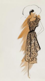 Elegant Vintage Floral Fashion Sketch Art Mobile Wallpaper