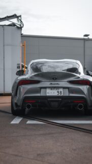 Silver Toyota Supra GR Rear View JDM Sports Car Mobile Wallpaper