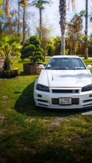 White Nissan Skyline GT-R R34 Luxury Sports Car Mobile Wallpaper