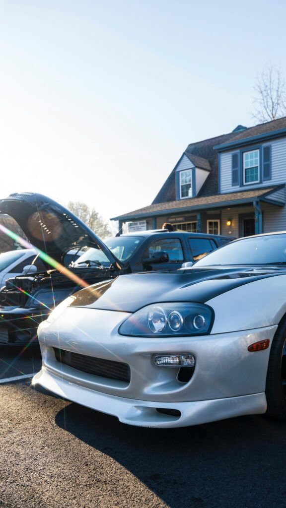 Silver Toyota Supra JDM Sports Car Mobile Wallpaper