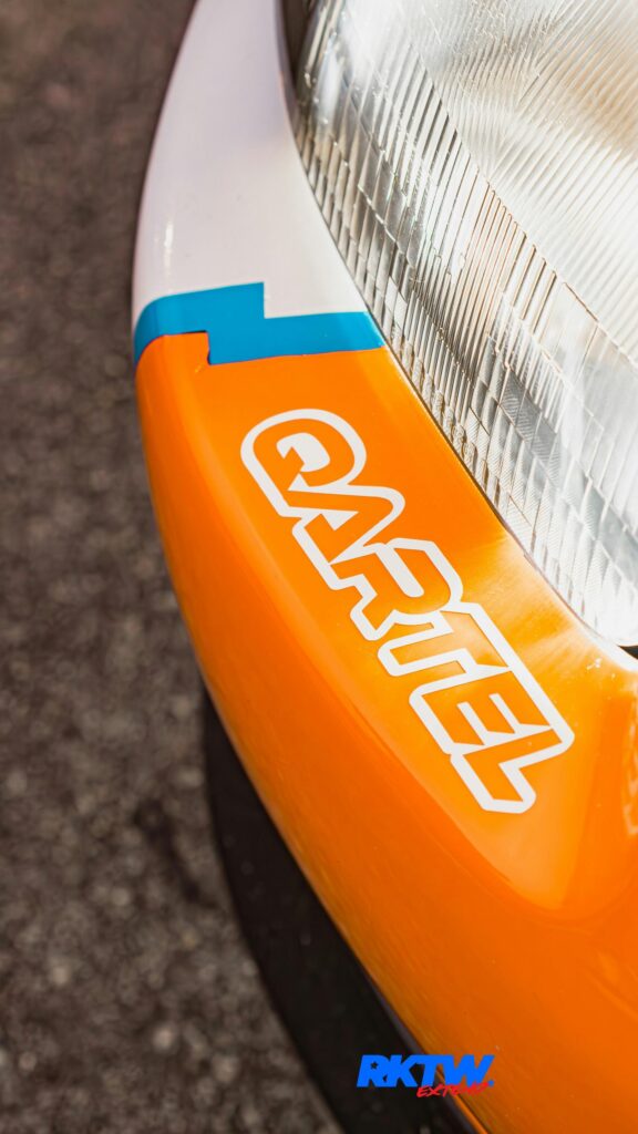 Orange JDM Sports Car Cartel Decal Close-up Phone Wallpaper