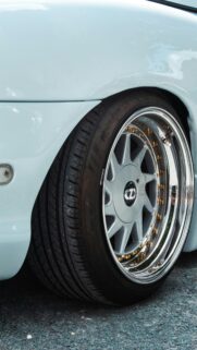 Stanced Car Wheel with OZ Racing Rims Mobile Wallpaper