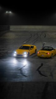 Yellow Toyota 86 and Honda S2000 JDM Car Parking Night Wallpaper