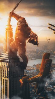 Epic King Kong Cinematic 4K Mobile Wallpaper – High Quality Monster Movie Art