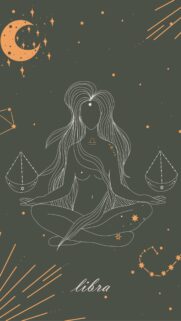 Aesthetic Libra Zodiac Constellation and Scales Spiritual Art Wallpaper
