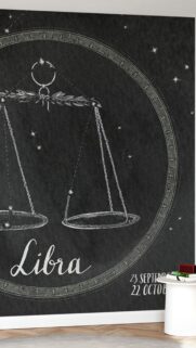 Chalkboard Style Libra Zodiac Sign Astrology Art Wallpaper