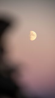 Luminous First Quarter Moon Phase Spiritual Energy Aesthetic Wallpaper