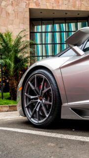 Silver Lamborghini Luxury Sports Car Front Wheel Mobile Wallpaper