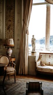 Luxury Vintage French Interior with Marble Statue Mobile Wallpaper