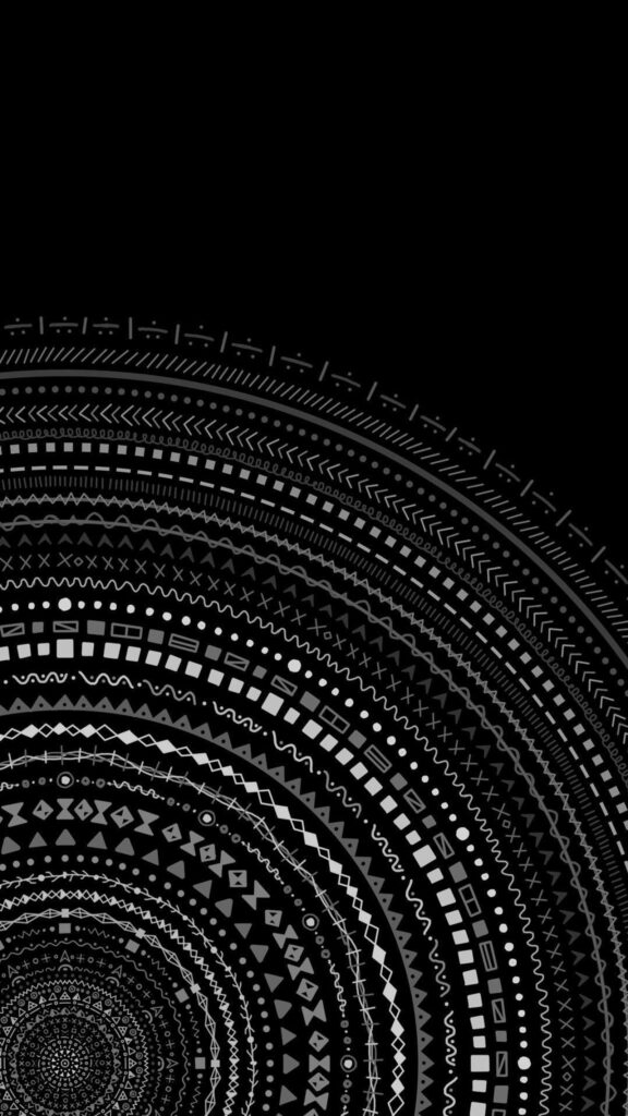 Minimalist Black and White Geometric Mandala Spiritual Energy Wallpaper