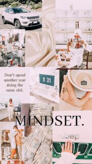 Aesthetic Mindset and Wealth Manifestation Vision Board Wallpaper