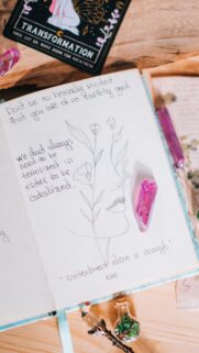 Manifestation Journal Aesthetic and Crystal Energy Vision Board Wallpaper