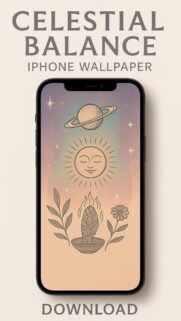 Celestial Balance Sun and Smudge Sage Aesthetic Spiritual iPhone Wallpaper