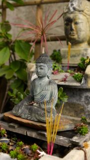 Zen Meditation Buddha Statue and Incense Spiritual Energy Wallpaper