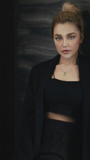 Elegant Woman in Black Suit Portrait Mobile Background Wallpaper
