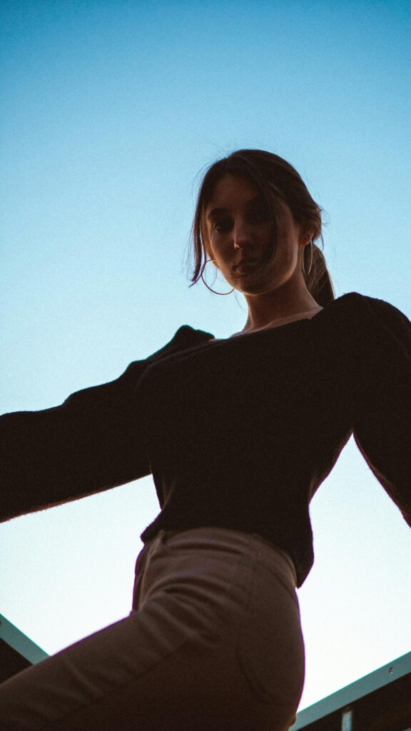 Low Angle Aesthetic Woman Silhouette Mobile Wallpaper