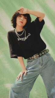 Edgy Grunge Aesthetic Fashion Model Portrait Phone Wallpaper