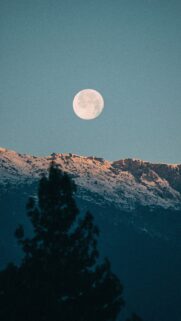 Full Moon Spiritual Energy Mountain Peak Aesthetic Phone Wallpaper