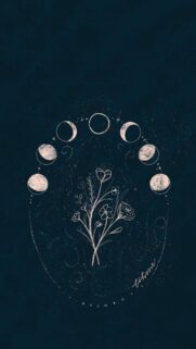 Minimalist Moon Phases and Floral Aesthetic Spiritual Energy Wallpaper