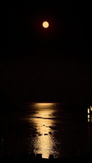 Mystical Full Moon Reflection Serene Night Sky Spiritual Wallpaper