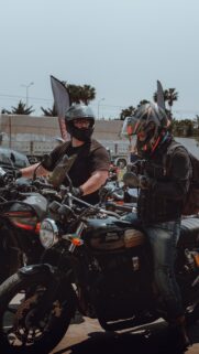 Two Biker Friends on Royal Enfield Motorcycles Phone Wallpaper