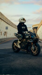 Yamaha R1 Sportbike Rider in Urban Tunnel Sunset Wallpaper