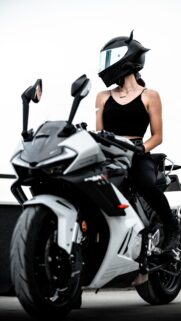 Biker Girl on Sportbike Aesthetic Mobile Wallpaper