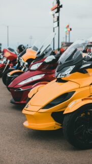 Stunning Yellow and Red Can-Am Spyder Motorcycles Mobile Wallpaper
