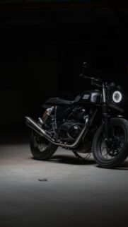 Stealth Black Royal Enfield Cafe Racer Custom Bike Wallpaper