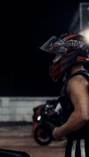 Biker Rider in Helmet Night Racing Sport Mobile Wallpaper