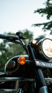 Classic Royal Enfield Motorcycle Close-up Aesthetic Phone Wallpaper