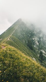 Misty Alpine Mountain Ridge Hiking Trail Phone Wallpaper