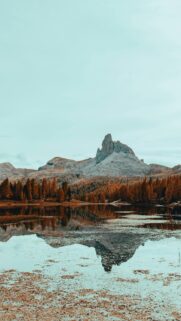 Majestic Dolomite Mountain Reflection Over Alpine Lake Wallpaper