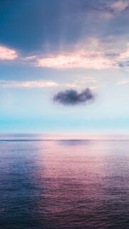 Minimalist Pink Sunset Ocean with Lone Cloud Mobile Wallpaper