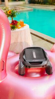 Aiper Pool Robot on Pink Flamingo Inflatable Luxury Summer Wallpaper