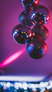 Neon Disco Party Hanging Christmas Ornaments Mobile Wallpaper