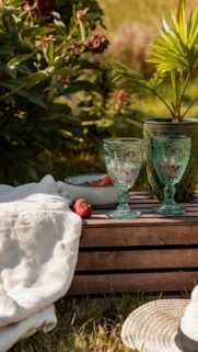 Summer Picnic Aesthetic with Strawberries and Glassware Wallpaper