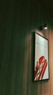 Cozy Aesthetic Sandwich Cafe Sign Minimalist Phone Wallpaper