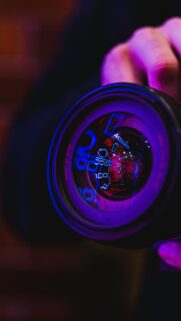 Abstract Camera Lens Neon Reflection 4K Phone Wallpaper