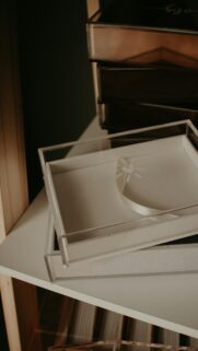 Minimalist Acrylic Jewelry Box with Heart Detail Aesthetic Wallpaper