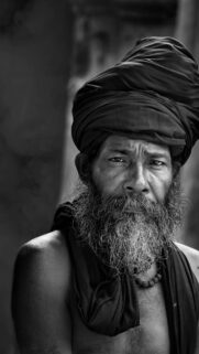Portrait of a Wise Sadhu in Black Turban HD Phone Wallpaper