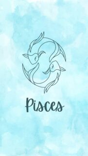 Minimalist Pisces Zodiac Sign Ethereal Blue Watercolor Phone Wallpaper