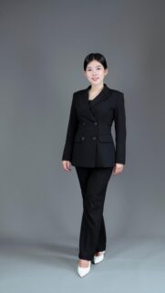 Professional Asian Businesswoman in Black Suit Mobile Wallpaper