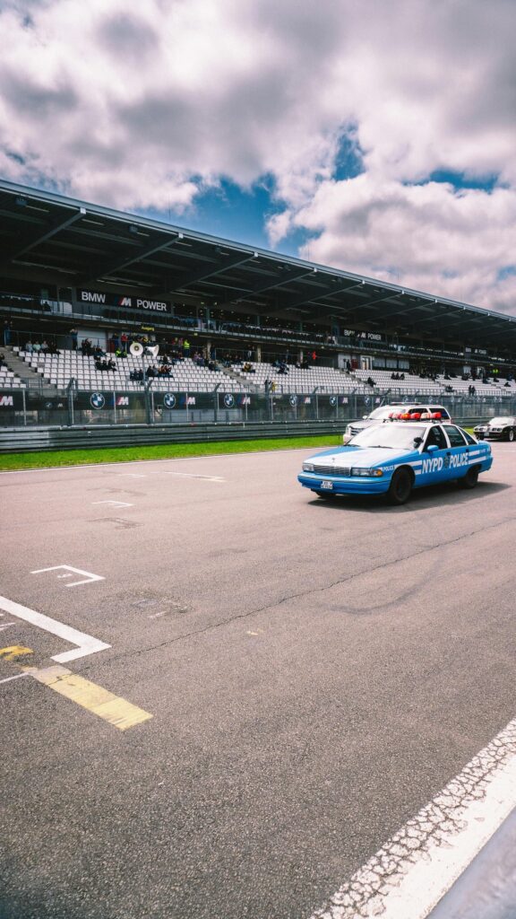 Classic NYPD Police Car at Nürburgring Racing Circuit Wallpaper