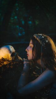 Mystical Scorpio Zodiac Queen and Skull Dark Aesthetic Wallpaper