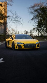 Stunning Matte Yellow Audi R8 Supercar Mobile Wallpaper