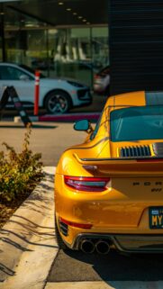 Stunning Golden Yellow Porsche 911 Sportscar Phone Wallpaper