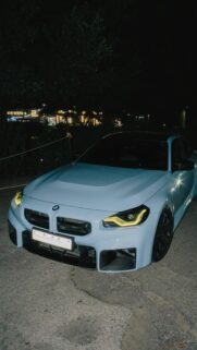 Stunning Light Blue BMW M2 Sports Car Night Edition Wallpaper