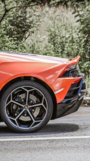 Stunning Orange Lamborghini Huracán Rear Side Detail Mobile Wallpaper