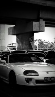 Stunning Black and White Toyota Supra A80 Sports Car Wallpaper